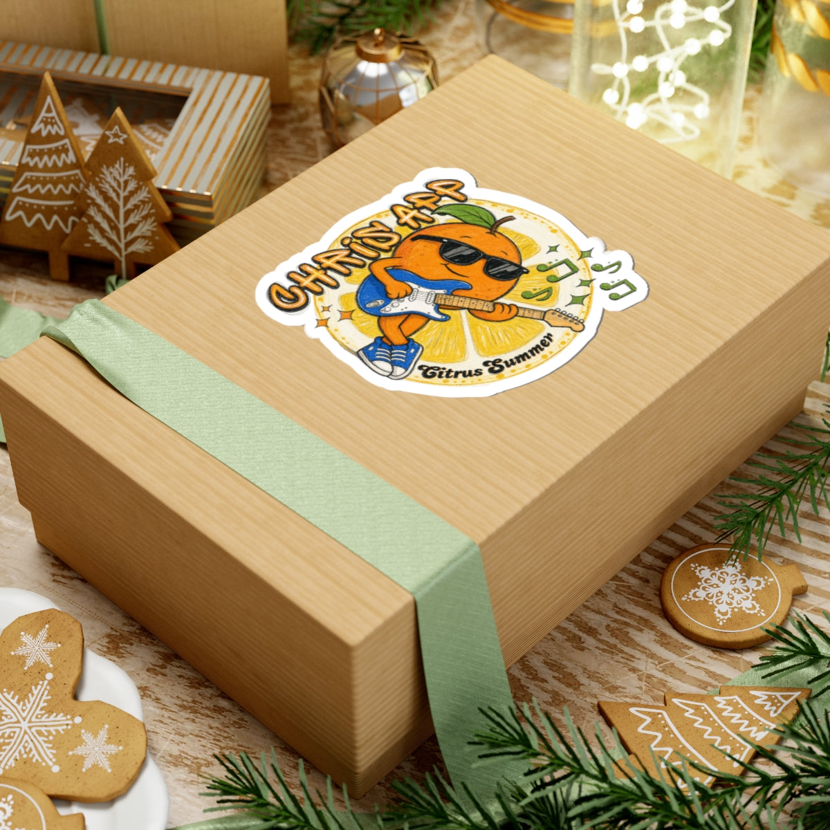 Citrus Summer Guitar Orange Sticker