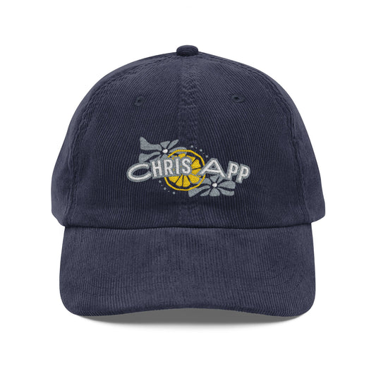 Corduroy Embroidered Cap - Navy