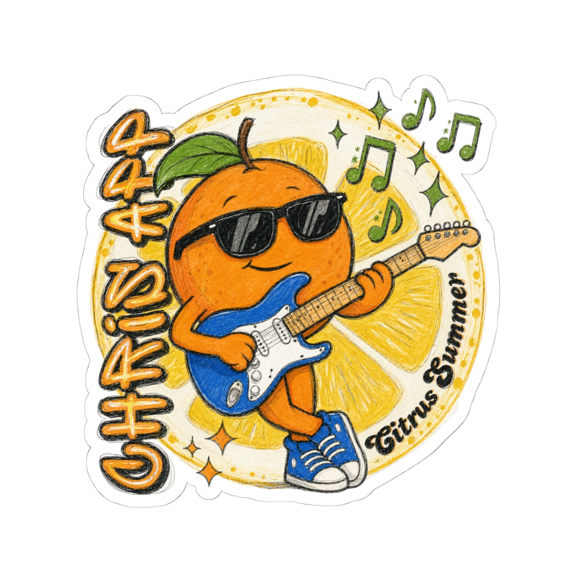 Citrus Summer Guitar Orange Sticker